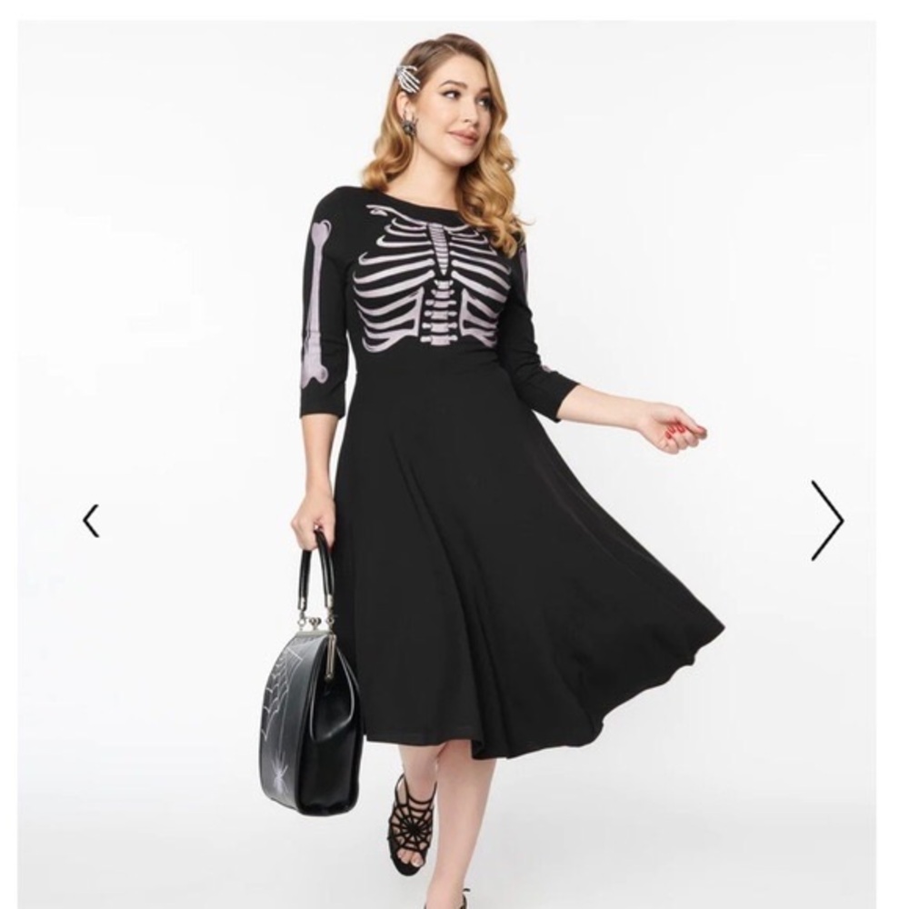 Unique Vintage Skeleton Swing Dress